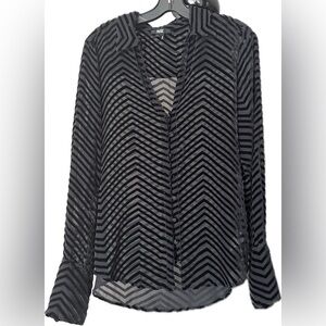 PAIGE Black Silk Blend Velour Blouse.